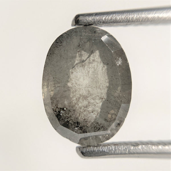 1.83 Ct Oval Shape Gray Natural Loose Diamond 8.67 mm x 6.62 mm x 3.43 mm Oval Shape Rose Cut Natural Loose Diamond SJ88-25