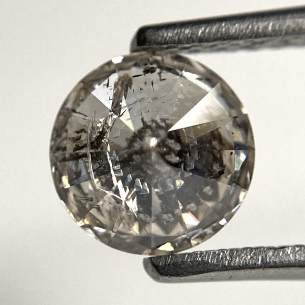 1.05 Ct Natural Loose Diamond Round Brilliant Cut 6.62 mm x 3.75 mm Stone, Salt And Pepper Color i3 Clarity Round Diamond SJ100-05
