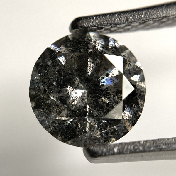 1.20 Ct 6.63 mm x 4.20mm Natural Loose Diamond, Round Brilliant Cut Diamond, Salt And Pepper Color i3 Clarity Round Diamond SJ100-06