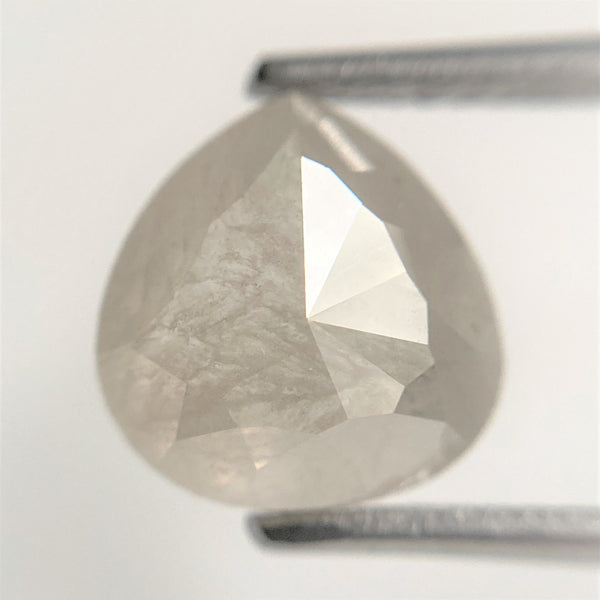 3.49 Ct Pear Shape natural loose diamond, salt and pepper diamond, 9.17 mm x 8.83 mm x 4.90 mm Flat-base pear shape natural diamond SJ88-39
