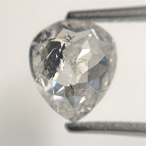 2.78 Ct Pear Shape natural loose diamond, salt and pepper diamond, 9.10 mm x 7.77 mm x 4.66 mm Flat-base pear shape natural diamond SJ88-43