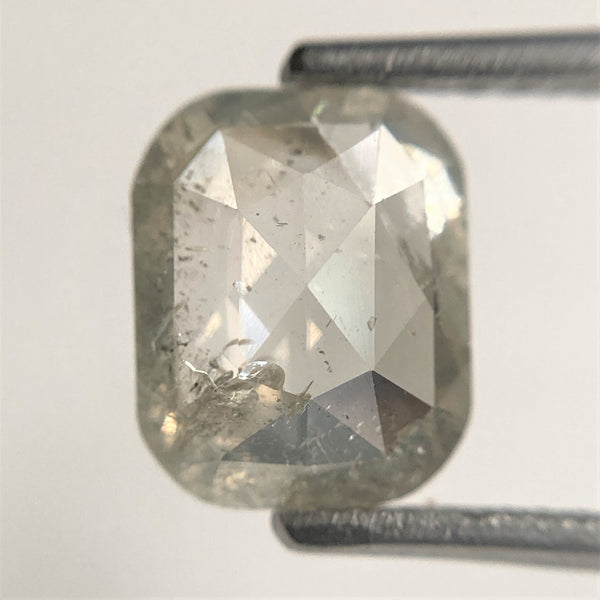 1.96 Ct Cushion shape salt and pepper loose diamond, 8.80 mm x 7.09 mm x 3.14 mm Cushion rose cut grey color diamond conflict free SJ88-46