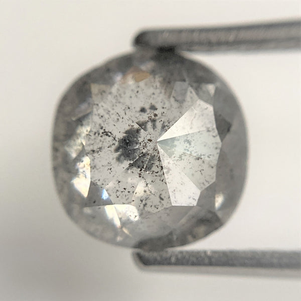 2.49 Ct Cushion shape salt and pepper loose diamond, 8.39 mm x 8.22 mm x 3.95 mm Cushion rose cut grey color diamond conflict free SJ88-48