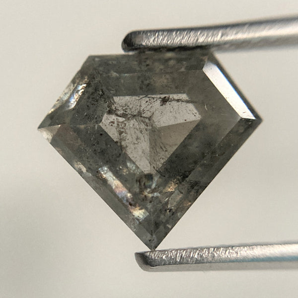 2.27 Ct Natural Loose Diamond Shield Shape Salt and Pepper, 8.81 mm x 9.95 mm x 3.83 mm Flat-Base Geometry Shape Natural Diamond SJ88-55