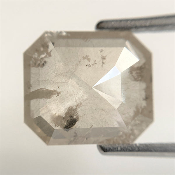 3.02 Ct Natural Dark Gray Emerald Shape Natural Loose Diamond, 10.24 mm x 8.96 mm x 2.91 mm Beautiful sparkling Natural Diamond SJ88-58