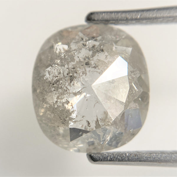 2.76 Ct Natural loose diamond Oval Shape Salt and Pepper, 10.32 mm x 9.40 mm x 2.96 mm Gray Rose-Cut Oval shape natural diamond, SJ88-01