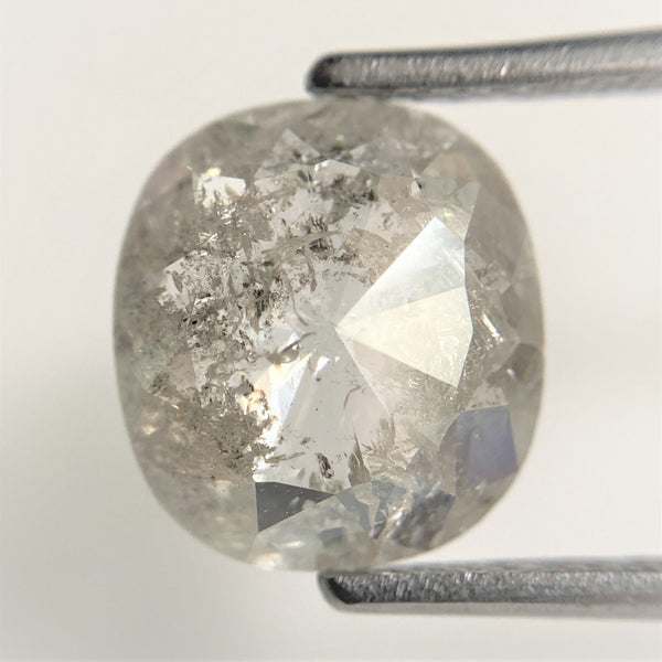2.76 Ct Natural loose diamond Oval Shape Salt and Pepper, 10.32 mm x 9.40 mm x 2.96 mm Gray Rose-Cut Oval shape natural diamond, SJ88-01