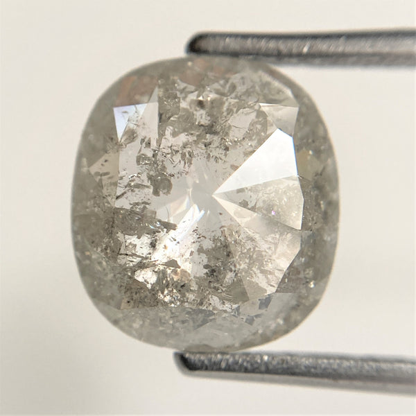 2.81 Ct Natural loose diamond Oval Shape Salt and Pepper, 10.33 mm x 9.37 mm x 2.86 mm Gray Rose-Cut Oval shape natural diamond, SJ88-04