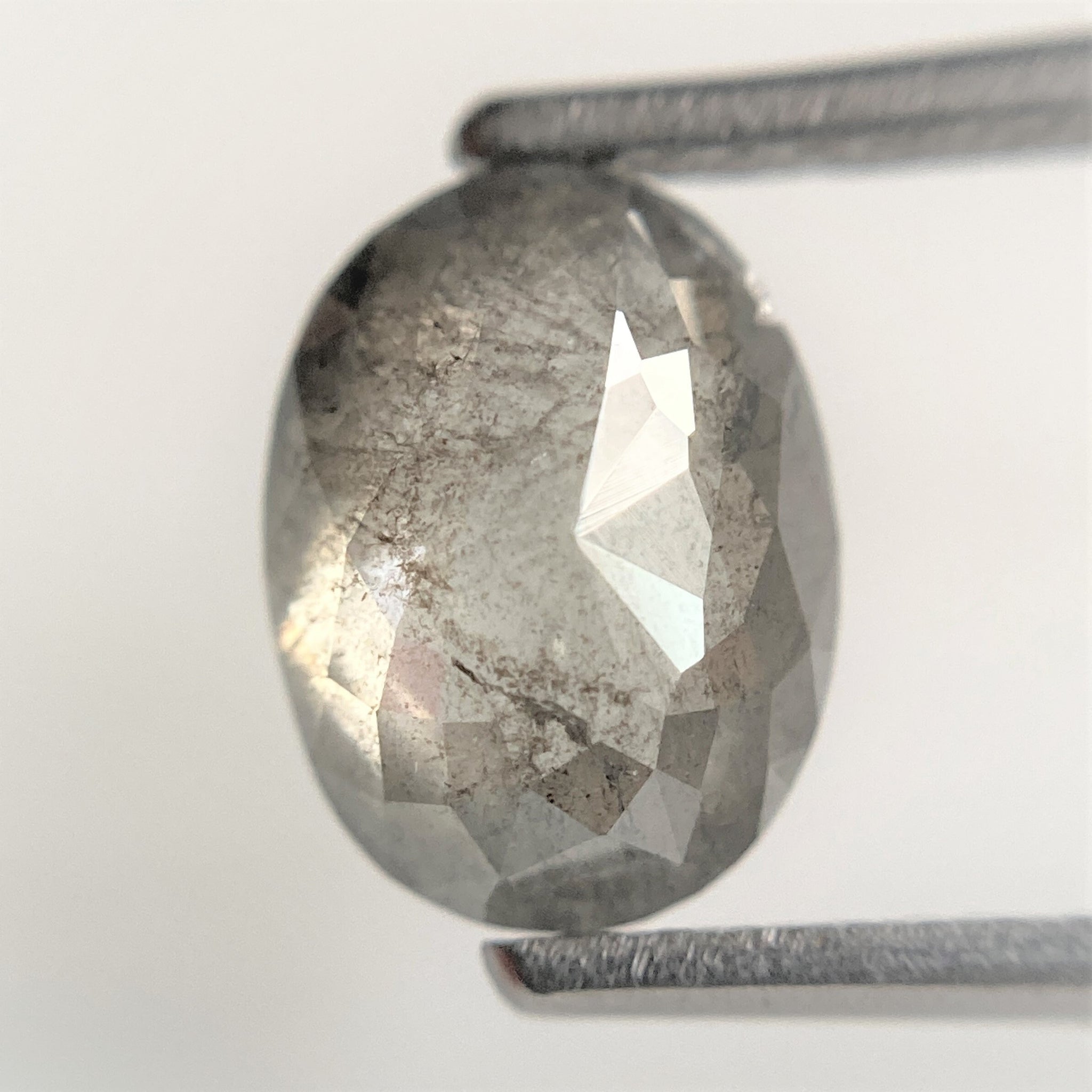 1.83 Ct Oval Shape Gray Natural Loose Diamond 8.67 mm x 6.62 mm x 3.43 mm Oval Shape Rose Cut Natural Loose Diamond SJ88-25