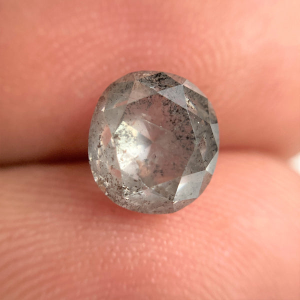 2.26 Ct Oval Shape Gray Natural Loose Diamond 7.15 mm x 6.50 mm x 5.13 mm Oval Shape Rose Cut Natural Loose Diamond SJ88-29