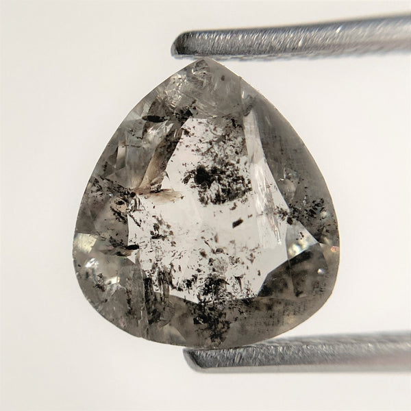 2.03 Ct Pear Shape natural loose diamond, salt and pepper diamond, 9.68 mm x 8.89 mm x 2.70 mm Flat-base pear shape natural diamond SJ88-38