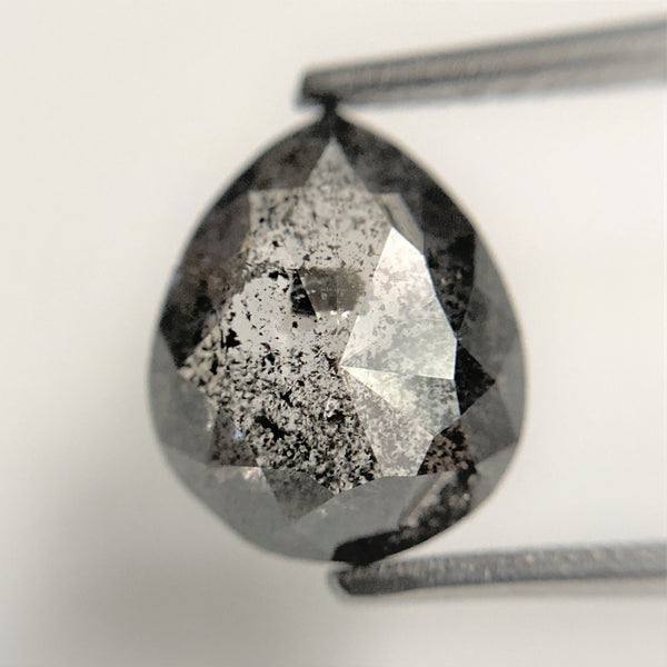 2.60 Ct Pear Shape natural loose diamond, salt and pepper diamond, 10.53 mm x 8.68 mm x 3.50 mm Flat-base pear shape natural diamond SJ88-37