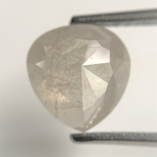 3.49 Ct Pear Shape natural loose diamond, salt and pepper diamond, 9.17 mm x 8.83 mm x 4.90 mm Flat-base pear shape natural diamond SJ88-39