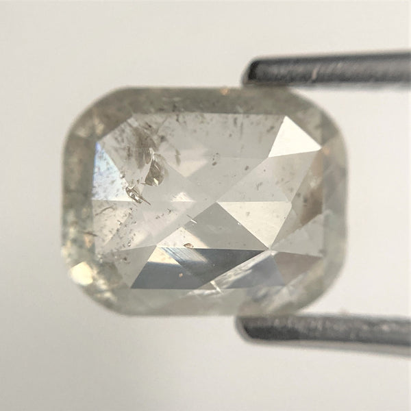 1.96 Ct Cushion shape salt and pepper loose diamond, 8.80 mm x 7.09 mm x 3.14 mm Cushion rose cut grey color diamond conflict free SJ88-46
