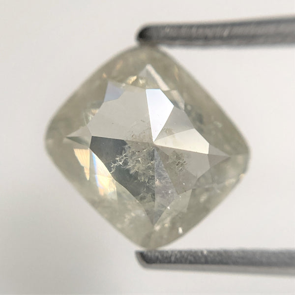 2.11 Ct Cushion shape salt and pepper loose diamond, 8.57 mm x 7.73 mm x 3.79 mm Cushion rose cut grey color diamond conflict free SJ88-47