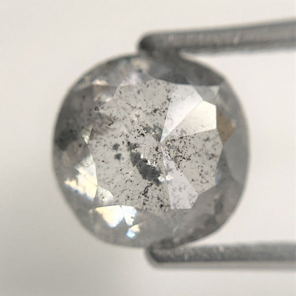 2.49 Ct Cushion shape salt and pepper loose diamond, 8.39 mm x 8.22 mm x 3.95 mm Cushion rose cut grey color diamond conflict free SJ88-48