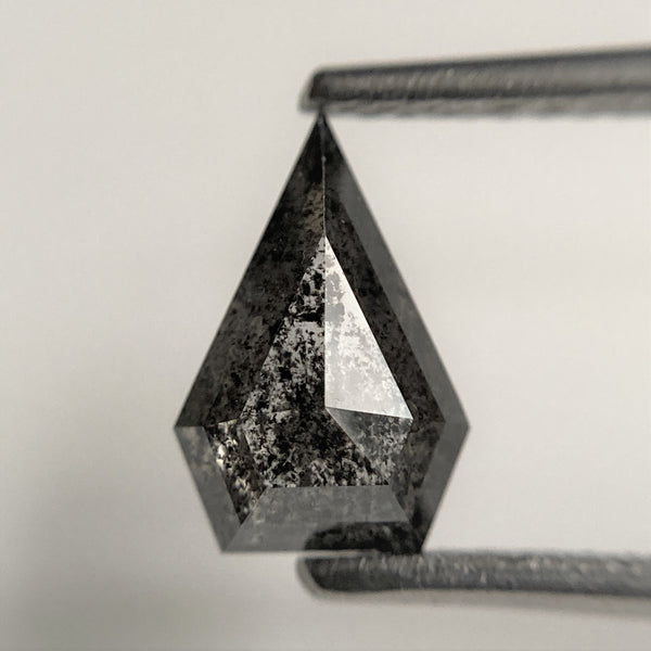 1.08 Ct Natural Loose Diamond Shield Shape Salt and Pepper,  9.72 mm x 5.83 mm x 2.81mm, Flat-Base Geometry Shape Natural Diamond SJ101-10