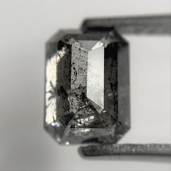 1.96 Ct Emerald Shape Salt and Pepper Natural Diamond, 7.87 x 5.71 x 4.11 mm, Natural Loose Diamond, Emerald Cut Diamond, SJ101-16