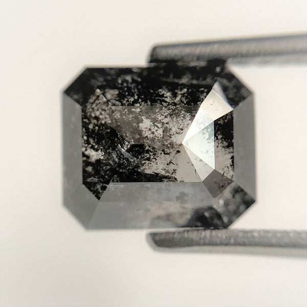 2.30 Ct Emerald Shape Salt and Pepper Natural Diamond, 8.19x7.00x3.70mm Natural Loose Diamond, Emerald Cut Diamond, SJ101-05