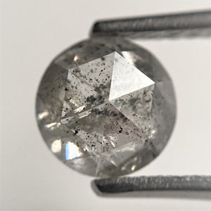 1.66 Ct Round Rose Cut Salt and Pepper Natural Diamond, 6.70 mm x 4.02 mm Fancy Grey Color Rose Cut Flat Base Natural Diamond SJ103-12