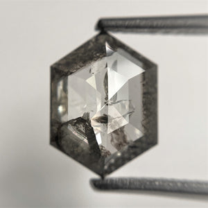 1.87 Ct Hexagon shape salt and pepper natural loose diamond, 10.23 x 7.53 x 2.50 mm Hexagonal natural diamond SJ101-08