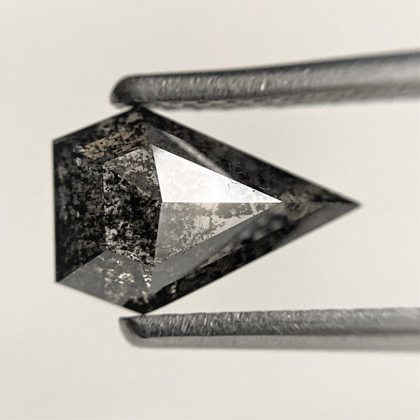 1.08 Ct Natural Loose Diamond Shield Shape Salt and Pepper,  9.72 mm x 5.83 mm x 2.81mm, Flat-Base Geometry Shape Natural Diamond SJ101-10