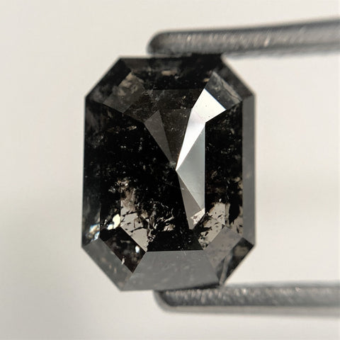 2.19 Ct Emerald Shape Salt and Pepper Natural Diamond, 8.29 mm x 6.17 mm x 3.75 mm Natural Loose Diamond, Emerald Cut Diamond, SJ101-12