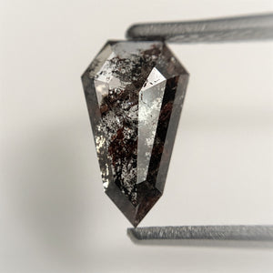 1.38 Ct Natural Loose Diamond Shield Shape Salt and Pepper, 10.04 mm x 5.89 mm x 2.72 mm, Flat-Base Geometry Shape Natural Diamond SJ101-14