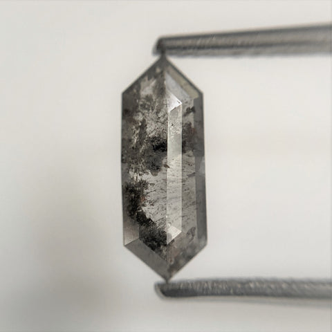 0.99 Ct Hexagon shape salt and pepper natural loose diamond, 10.91 mm x 4.09 mm x 2.15 mm Long Hexagonal natural diamond SJ101-15