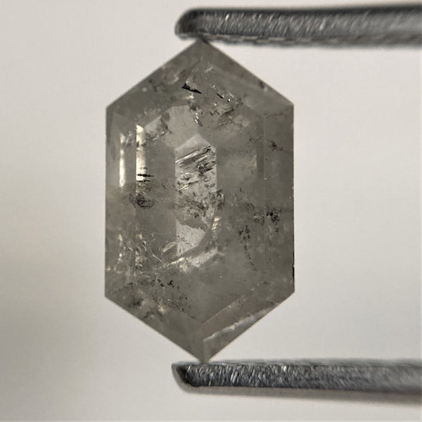 1.49 Ct Hexagon shape salt and pepper natural loose diamond, 9.51 x 5.55 x 2.96 mm Hexagonal natural diamond SJ101-36