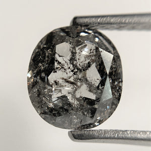 2.22 Ct Oval shape rose cut salt and pepper natural loose diamond, 8.17 mm x 7.43 mm x 3.91 mm Full-Rose Cut Natural Diamond, SJ101/20