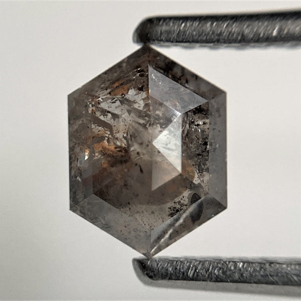 0.81 Ct Hexagon shape salt and pepper natural loose diamond, 6.43 mm x 4.79 mm x 2.76 mm, Hexagonal Natural Diamond SJ101-44