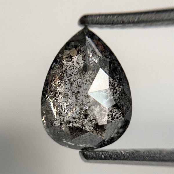 1.85 Ct Pear Shape natural loose diamond, 9.06 mm x 6.69 mm x 3.56 mm, salt and pepper diamond, Pear shape natural diamond SJ101-46