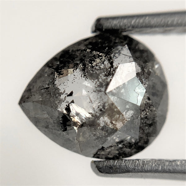 1.43 Ct Pear Shape natural loose diamond, salt and pepper diamond, 8.15 mm x 6.84 mm x 3.16 mm, Pear shape natural diamond SJ101-27