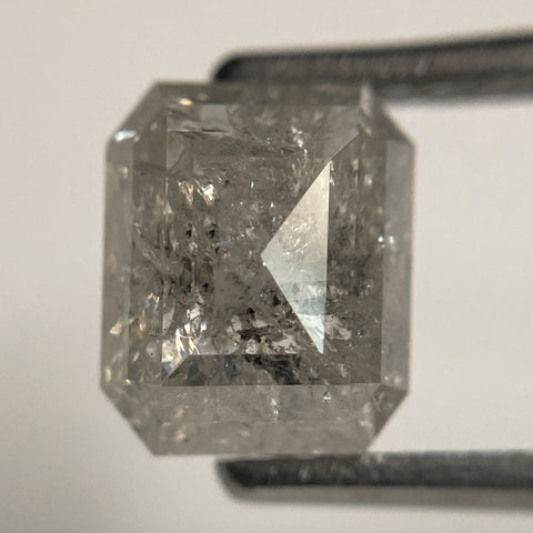 2.21 Ct Emerald Shape Salt and Pepper Natural Diamond, 7.12 x 5.92 x 4.18 mm, Natural Loose Diamond, Emerald Cut Diamond, SJ101-48