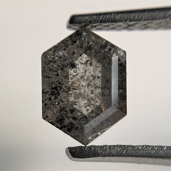 1.12 Ct Hexagon shape salt and pepper natural loose diamond, 7.59 mm x 5.37 mm x 3.01 mm Hexagonal natural diamond SJ101-54