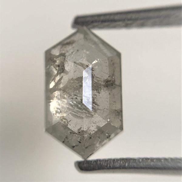 1.49 Ct Hexagon shape salt and pepper natural loose diamond, 9.51 x 5.55 x 2.96 mm Hexagonal natural diamond SJ101-36