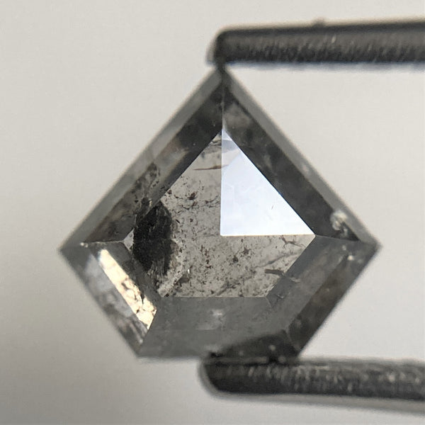1.59 Ct Natural Loose Diamond Shield Shape Salt and Pepper, 7.04 x 7.63 x 4.05 mm, Flat-Base Geometry Shape Natural Diamond SJ101-38