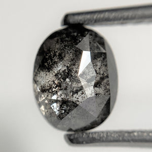 1.42 Ct Oval shape salt and pepper natural loose diamond, 6.93 x 5.56 x 3.73 mm, Full-Rose Cut Oval Natural Diamond, SJ101-57