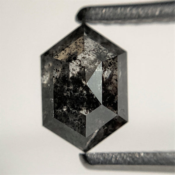 1.06 Ct Hexagon shape salt and pepper natural loose diamond, 6.76 mm x 4.48 mm x 3.51 mm Hexagonal natural diamond SJ101-61