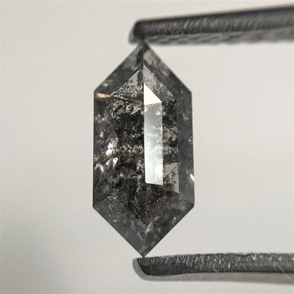 0.72 Ct Hexagon shape salt and pepper natural loose diamond, 8.37 mm x 3.86 mm x 2.26 mm Hexagonal natural diamond SJ101-64