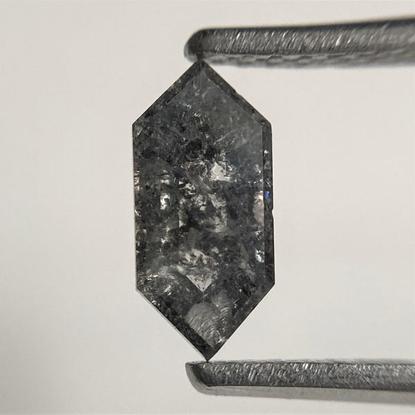 0.72 Ct Hexagon shape salt and pepper natural loose diamond, 8.37 mm x 3.86 mm x 2.26 mm Hexagonal natural diamond SJ101-64
