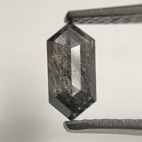 0.60 Ct Hexagon shape salt and pepper natural loose diamond, 8.00 mm x 3.86 mm x 2.04 mm, Hexagonal natural diamond SJ101-67