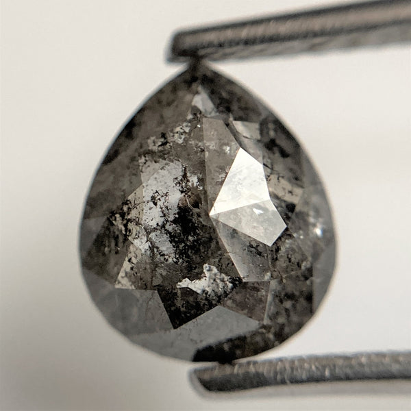 1.46 Ct Pear Shape natural loose diamond, 8.15 mm x 6.86 mm x 3.17 mm, salt and pepper diamond, Pear shape natural diamond SJ101-41