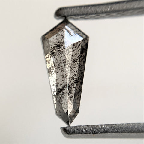 0.46 Ct Natural Loose Diamond Shield Shape Salt and Pepper, 8.29 mm x 3.78 mm x 1.97 mm, Flat-Base Geometry Shape Natural Diamond SJ101-43