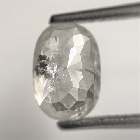 2.41 Ct Oval shape white gray salt and pepper natural loose diamond, 9.01 mm x 6.31 mm x 4.16 mm Full-Rose Cut Natural Diamond, SJ101-47