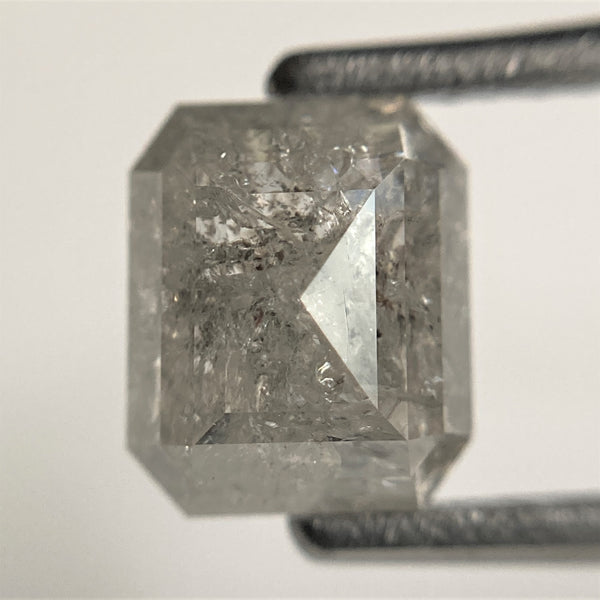 2.21 Ct Emerald Shape Salt and Pepper Natural Diamond, 7.12 x 5.92 x 4.18 mm, Natural Loose Diamond, Emerald Cut Diamond, SJ101-48