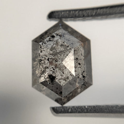 1.12 Ct Hexagon shape salt and pepper natural loose diamond, 7.59 mm x 5.37 mm x 3.01 mm Hexagonal natural diamond SJ101-54