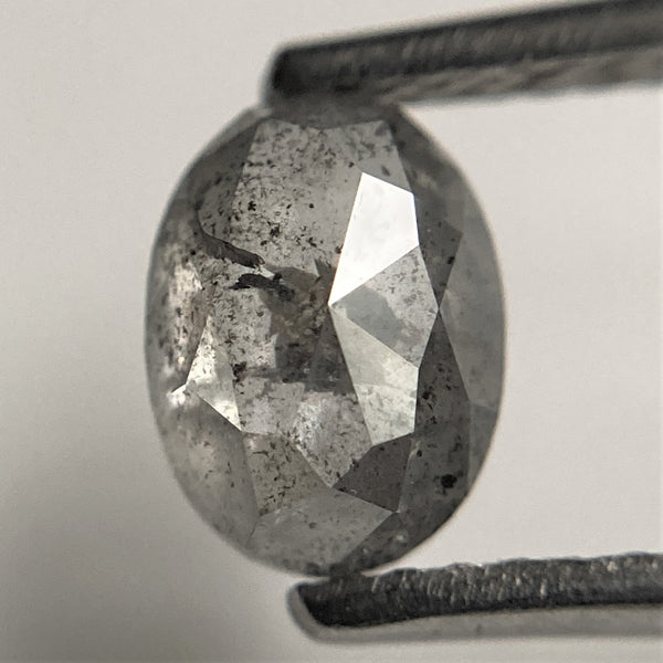 1.14 Ct Oval shape salt and pepper natural loose diamond, 6.96 mm x 5.12 mm x 3.20 mm, Full-Rose Cut Oval Natural Diamond, SJ101-72