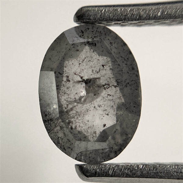 1.14 Ct Oval shape salt and pepper natural loose diamond, 6.96 mm x 5.12 mm x 3.20 mm, Full-Rose Cut Oval Natural Diamond, SJ101-72
